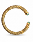 GAS BIJOUX - BRACELET SARI BIS doré à l'or fin - CUIR KAKI et AVENTURINE