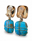 GAS BIJOUX - BOUCLES D'OREILLES CLIPS dorées à l'or fin - TURQUOISE