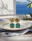 GAS BIJOUX - BOUCLES D'OREILLES CLIPS dorées à l'or fin - TURQUOISE