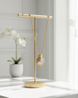 GAS BIJOUX - COLLIER AMARANTE doré à l'or fin - NACRE BLANCHE ET GRISE