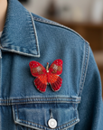 OLIVIA DAR - BROCHE PAPILLON ROUGE BRODEE EN PERLES