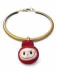 TITTIBI - COLLIER DORE AVEC PENDENTIF LABUBU ROUGE ATYPIQUE
