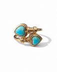 GAS BIJOUX - BAGUE DUALITY AMORE dorée à l'or fin - TURQUOISE- Ajustable