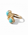 GAS BIJOUX - BAGUE DUALITY AMORE dorée à l'or fin - TURQUOISE- Ajustable