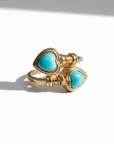 GAS BIJOUX - BAGUE DUALITY AMORE dorée à l'or fin - TURQUOISE- Ajustable