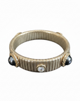 GAS BIJOUX - BRACELET STRADA moyen modèle doré à l'or fin - Hématite et cristaux blancs