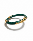 GAS BIJOUX - BRACELET COBRA jonc acétate VERT MALACHITE - Doré à l'or fin