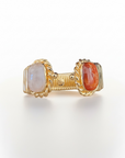 GAS BIJOUX - BRACELET AMARANTE DOUBLE DORE à l'or fin - CORNALINE ET QUARTZ ROSE