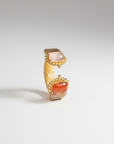 GAS BIJOUX - BRACELET AMARANTE DOUBLE DORE à l'or fin - CORNALINE ET QUARTZ ROSE
