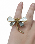 GAS BIJOUX - BAGUE LIBELULA dorée à l’or fin - NACRE - MODÈLE RARE
