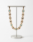 GAS BIJOUX - COLLIER CARTHAGE DORE - Onyx, Turquoise, Oeil de tigre
