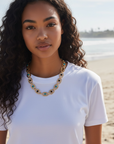 GAS BIJOUX - COLLIER CARTHAGE DORE - Onyx, Turquoise, Oeil de tigre