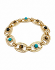 GAS BIJOUX - BRACELET CARTHAGE doré à l'or fin - Onyx, Turquoise et Oeil de tigre