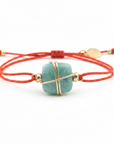 GAS BIJOUX - BRADELET SQUARE MIN LIEN DORE à l'or fin - AVENTURINE lien orange