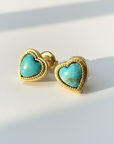 GAS BIJOUX - BOUCLES D'OREILLES PUCE AMORE dorées à l'or fin - TURQUOISE