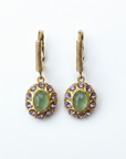GAS BIJOUX - BOUCLES D'OREILLES TAO SPLASH dorées à l'or fin - Aventurine et cristaux mauves