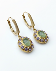 GAS BIJOUX - BOUCLES D'OREILLES TAO SPLASH dorées à l'or fin - Aventurine et cristaux mauves