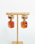 GAS BIJOUX - BOUCLES D'OREILLES RAINBOW SQUARE petit modèle dorées - CORNALINE