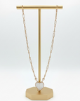 GAS BIJOUX -COLLIER MIRAGE COEUR NACRE BLANCHE doré à l'or fin