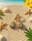 GAS BIJOUX - BOUCLES D'OREILLES TAO SPLASH dorées, Aventurine et cristaux mauves