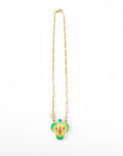 GAS BIJOUX - COLLIER MIRAGE TRÈFLE émail vert et jaune doré à l’or fin
