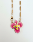 GAS BIJOUX - COLLIER MIRAGE TRÈFLE émail fuschia et jaune doré à l’or fin