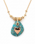 GAS BIJOUX - COLLIER GALET DORE - TURQUOISE
