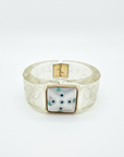 GAS BIJOUX - BRACELET ARTY ACETATE DORE - GRAVURE - NACRE BLANCHE - EMAIL OEIL DE NAZAR