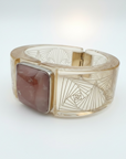 GAS BIJOUX - BRACELET ARTRY ACETATE DORÉ - ACETATE GRAVEE ET QUARTZ FRAISE AMBRÉ