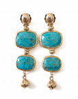 GAS BIJOUX - BOUCLES D'OREILLES SILENE PETIT MODELE DORÉES - TURQUOISE