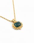 GAS BIJOUX - Collier AMARANTE doré à l'or fin - Jaspe verte