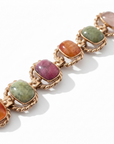 GAS BIJOUX - BRACELET AMARANTE MULTI GRAND MODELE DORE - VESSONITE, RHONODITE, CORNALINE,