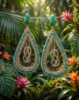 GAS BIJOUX - BOUCLES D'OREILLES TOJO FILEA DORÉES ET EMAIL VERT