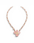 GAS BIJOUX - COLLIER MIRAGE TREFLE - EMAIL COULEUR PECHE
