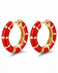 GAS BIJOUX - BOUCLES D'OREILLES CREOLES BAMBOU EMAIL MINI DORÉES - ROUGE