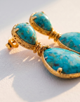 GAS BIJOUX - BOUCLES D'OREILLES SILIA DORÉES - TURQUOISE