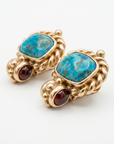 GAS BIJOUX - BOUCLES D'OREILLES AMARANTE PUCES DORÉEES - CABOCHONS TURQUOISE
