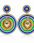 HYPNOCHIC - BOUCLES D'OREILLES TIGES DROITES - EX VOTO - BLEUES