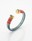 GAS BIJOUX - BRACELET SARINA BIS BLEU TRANSLUCIDE - FILS DORE ET ROSE FLUO