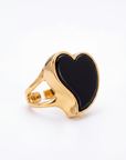 GAS BIJOUX - BAGUE MIRAGE COEUR EMAIL NOIR - TAILLE 3