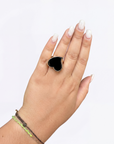 GAS BIJOUX - BAGUE MIRAGE COEUR EMAIL NOIR - TAILLE 3