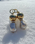GAS BIJOUX - Boucles d'oreilles COMETE BIWA strass mauves - Perle beige rosé