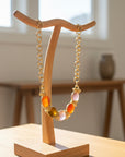 GAS BIJOUX - COLLIER SIRENA doré à l'or fin - Jaspe rouge, Cornaline, Citrine, Quartz rose