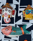 Masque décoration murale Inde Jambaban vert