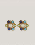 GAS BIJOUX - Boucles d'oreilles AUGUSTA dorées à l'or fin - Lapis, Turquoise et Amazonite