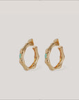 GAS BIJOUX - Boucles d'oreilles BAMBOU strass petit modèle dorées à l'or fin - Turquoise