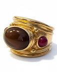 GAS BIJOUX - Bague SIMONE dorée - Jaspe rouge et Cornaline - Taille XL