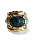 GAS BIJOUX - Bague SIMONE dorée à l'or fin - Labradorite et Apatites - Taille M