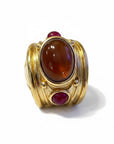 GAS BIJOUX - Bague SIMONE dorée - Jaspe rouge et Cornaline - Taille XL