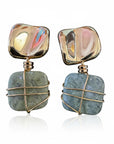 GAS BIJOUX - Boucles d'oreilles CLIPS RAINBOW SQUARE dorées à l'or fin - VESUVIANITE